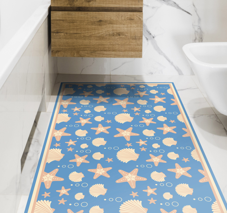 Tapis vinyle salle de bain composition de motifs marins - TenStickers