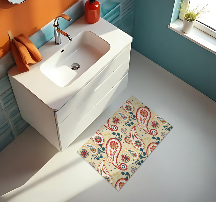 Tapis vinyle salle de bain gouttes d'eau colorées - TenStickers