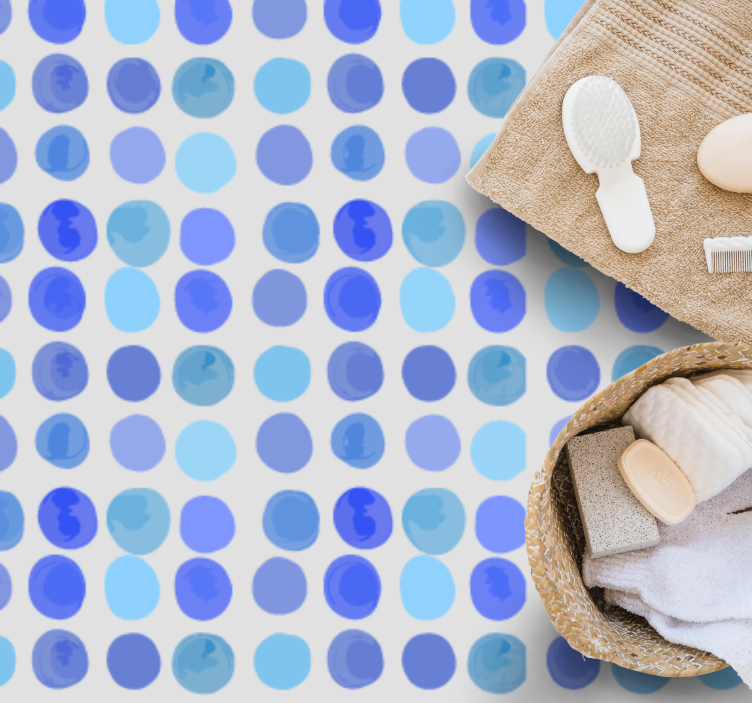 Tapis vinyle salle de bain motif à pois bleus - TenStickers