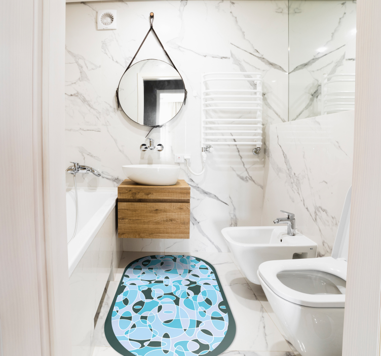 Tapis vinyle salle de bain motif ovale abstrait - TenStickers