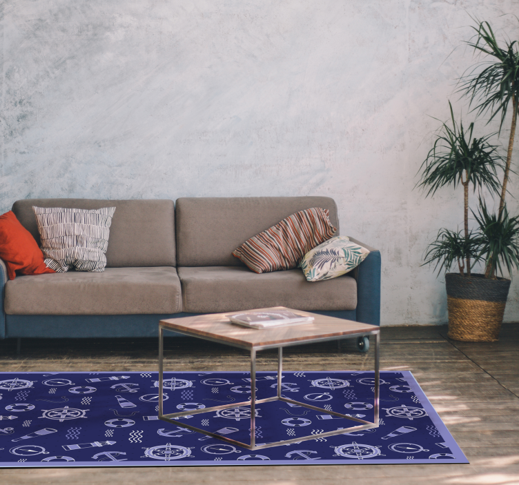 Tapis vinyle salon motif nautique - TenStickers