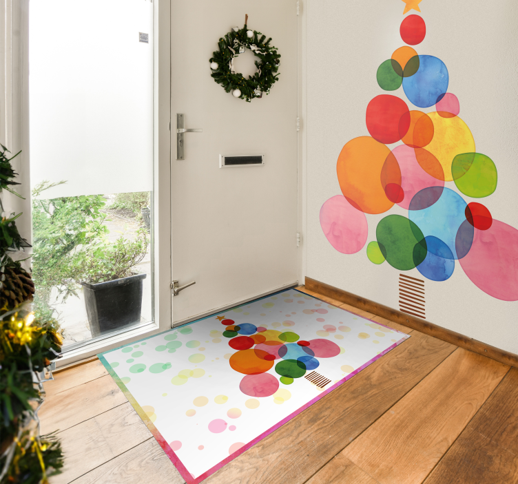 Tapis vinyle sapin de Noël aquarelle - TenStickers