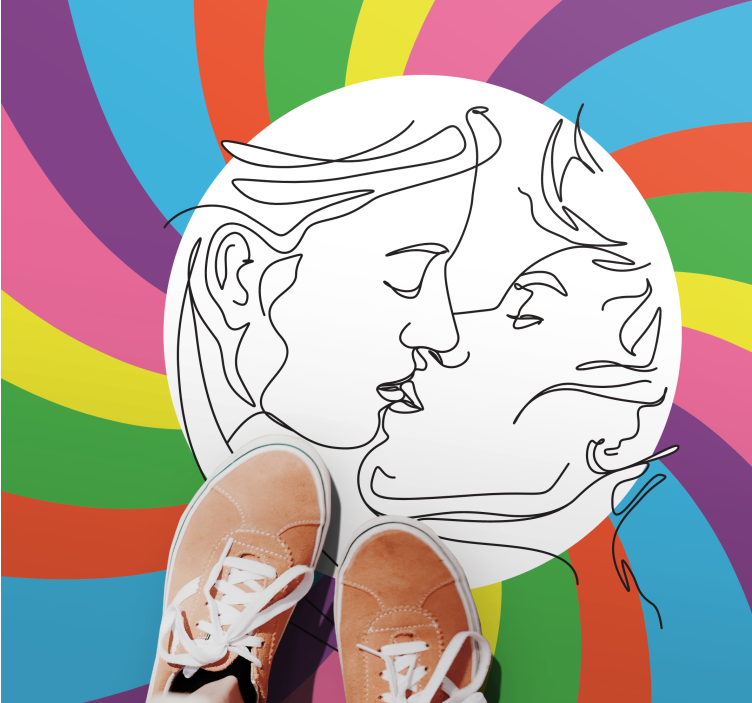 Tapis vinyle silhouette de baiser coloré - TenStickers