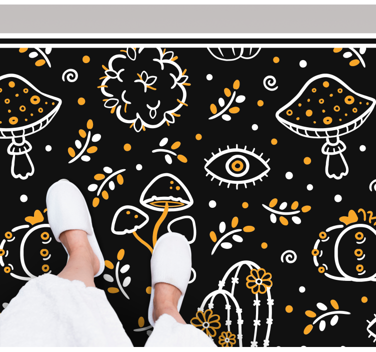 Tapis vinyle fleurs et plantes oeuvre de champignons - TenStickers
