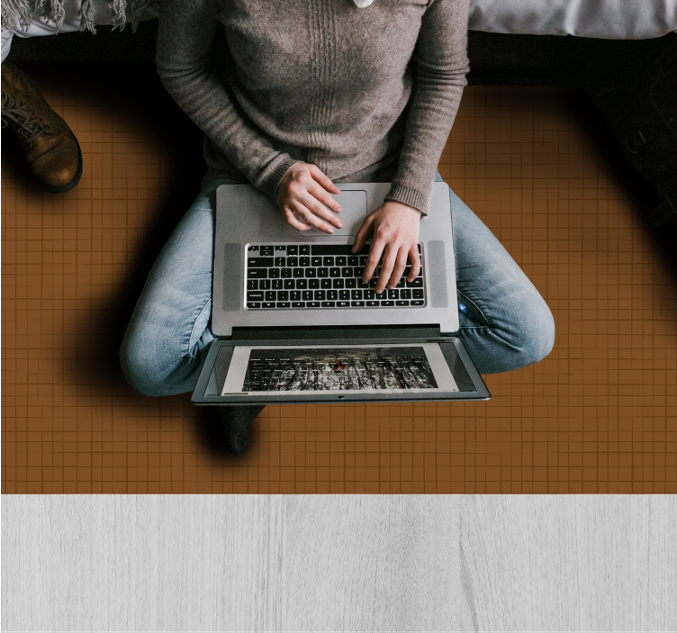 Tapis vinyle marron surface à motif de grille - TenStickers