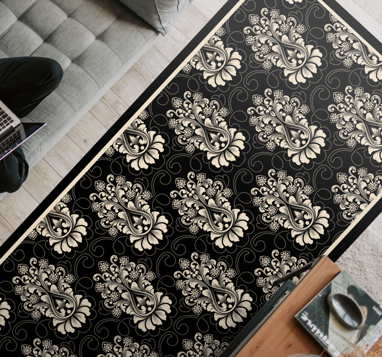 Tapis vinyle vintage motif floral baroque - TenStickers