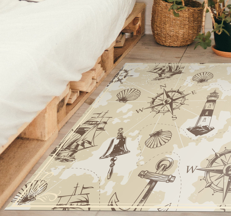 Tapis vinyle vintage motifs d'exploration nautique - TenStickers