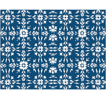 Tapis vinyle bleu motif carrelé blanc - TenStickers