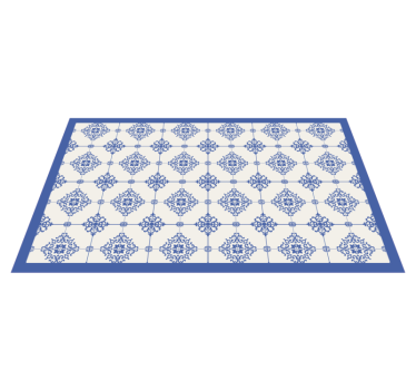 Tapis vinyle bleu carrelage beige marocain - TenStickers