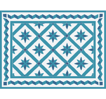 Tapis vinyle bleu carreaux géométriques en forme d'étoile - TenStickers