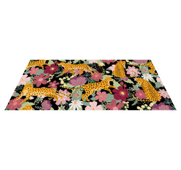 tapis cuisine Fleurs imprimées léopard - TenStickers