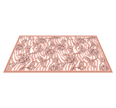 Tapis salon Imprimé zèbre et fleurs ornementales corail - TenStickers