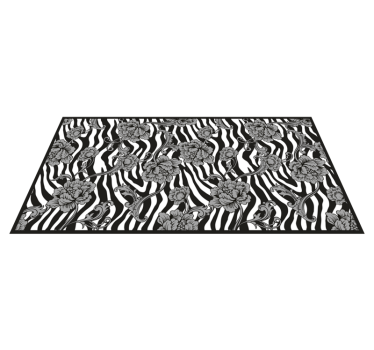 tapis salon Imprimé zèbre et fleurs ornementales - TenStickers
