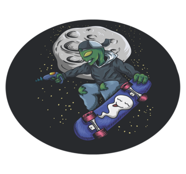 Tapis vinyle pour Chambre Alien skateboarder sur la lune - TenStickers