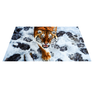 Tapis vinyle forme animal Tigre féroce animal - TenStickers