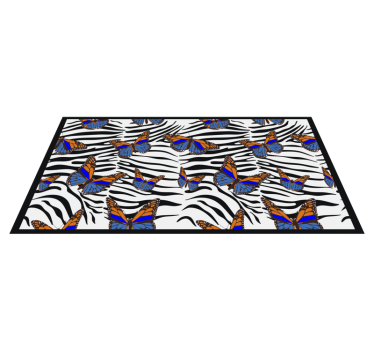 Tapis vinyle animal papillons sur zèbre - TenStickers