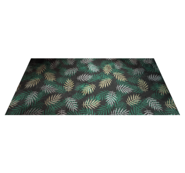 Tapis à fleurs en feuilles de palmier noir, gris et or - TenStickers
