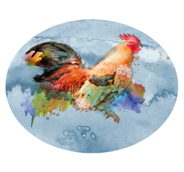 Tapis vinyle animal coq coloré éclaboussant - TenStickers