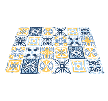 Tapis vinyle carreaux de ciment vinylee immitation sud bleu - TenStickers