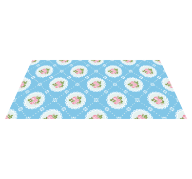 Tapis vinyle bleu motif de dentelle florale - TenStickers