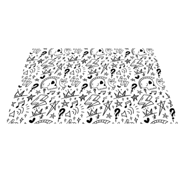 Tapis vinyle ado motifs éclectiques noirs sur blanc - TenStickers