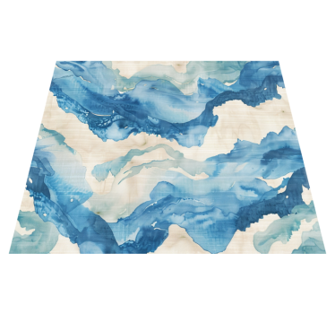 Tapis vinyle bleu vagues marbrées - TenStickers