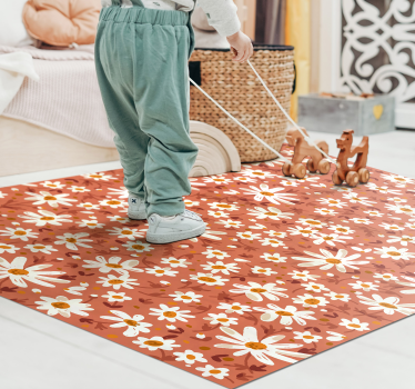 Tapis vinyle fleurs et plantes motif floral marguerite - TenStickers