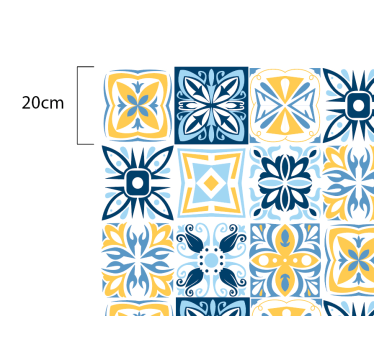 Tapis vinyle carreaux de ciment vinylee immitation sud bleu - TenStickers