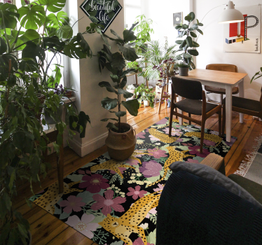 tapis cuisine Fleurs imprimées léopard - TenStickers