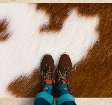 Tapis rectangulaire Texture de fourrure de vache blanche brune - TenStickers