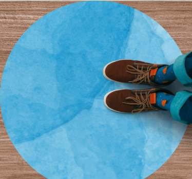 Tapis vinyle minimaliste dessin circulaire bleu abstrait - TenStickers