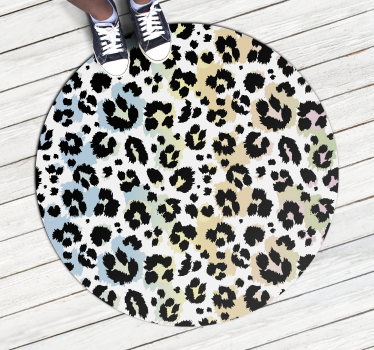 tapis salon vinyle rond léopard multicolore - TenStickers