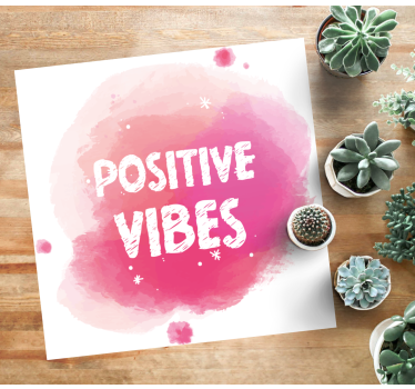 Tapis vinyle avec citation Ondes positives à l'aquarelle - TenStickers