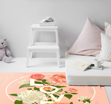 Tapis vinyl avec citation Texte d'amour de pivoine - TenStickers