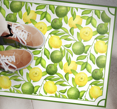 Tapis vinyle cuisine motif citrons jaunes et verts - TenStickers