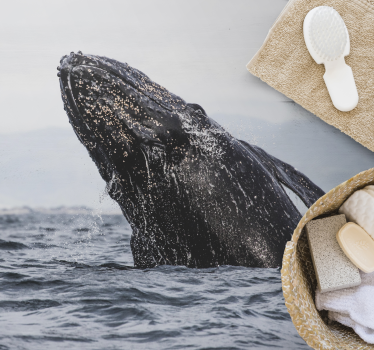 Tapis vinyle forme animal Baleine animale dans la mer - TenStickers