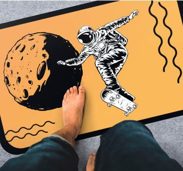 Tapis vinyle pour chambre Skateboard astronaute dessiné à la main - TenStickers