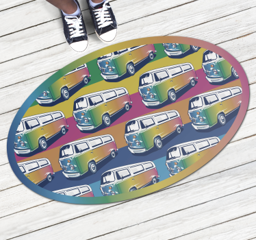 tapis vinyle pour chambre Van hippie rétro - TenStickers