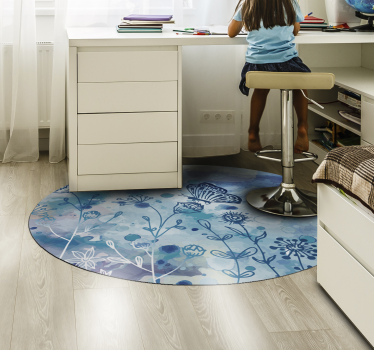 Tapis vinyle rond bleu chambre papillons - TenStickers