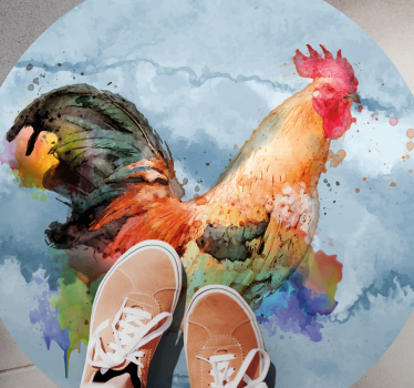 Tapis vinyle animal coq coloré éclaboussant - TenStickers