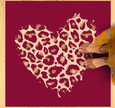 Tapis vinyle animal illustration à motif de cœur - TenStickers