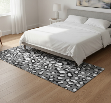 Tapis vinyle animal imprimé léopard gris et blanc - TenStickers