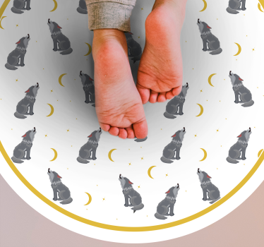 Tapis vinyle animal motif de lune de loup - TenStickers