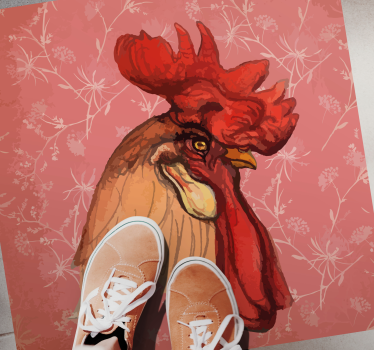 Tapis vinyle animal motif floral de coq - TenStickers