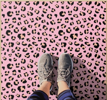 Tapis vinyle animal motif léopard rose chic - TenStickers