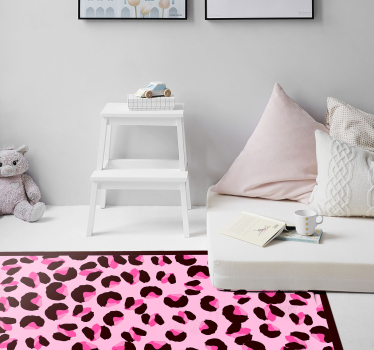 Tapis vinyle animal motif léopard rose - TenStickers