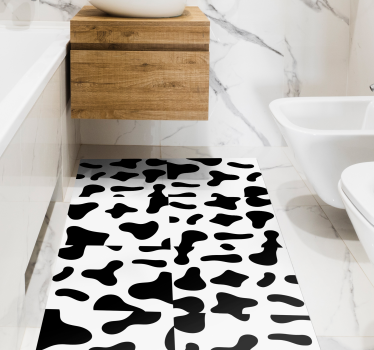 Tapis vinyle animal vache noire et blanche - TenStickers