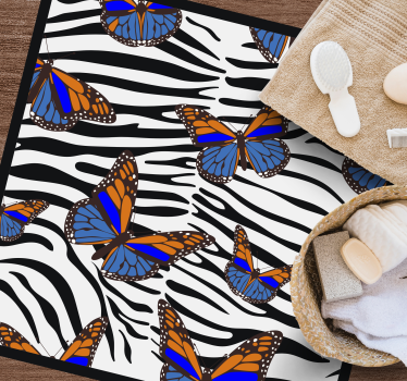 Tapis vinyle animal motif papillon zèbre - TenStickers