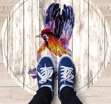 Tapis vinyle animal poule colorée et charmante - TenStickers