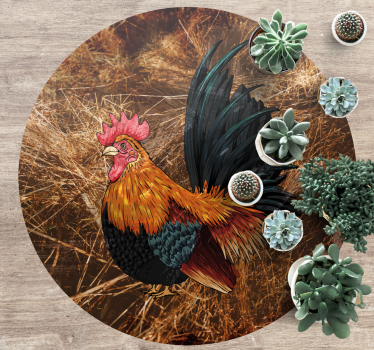 Tapis vinyle animal représentation de coq coloré - TenStickers